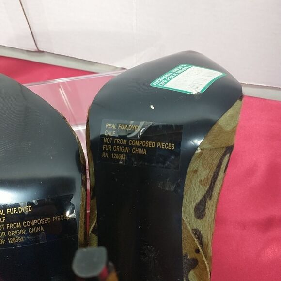 Betsey Johnson Flounce Women's SZ 10 Camo Calf Hair Upper Stiletto Booties - Picture 7 of 10